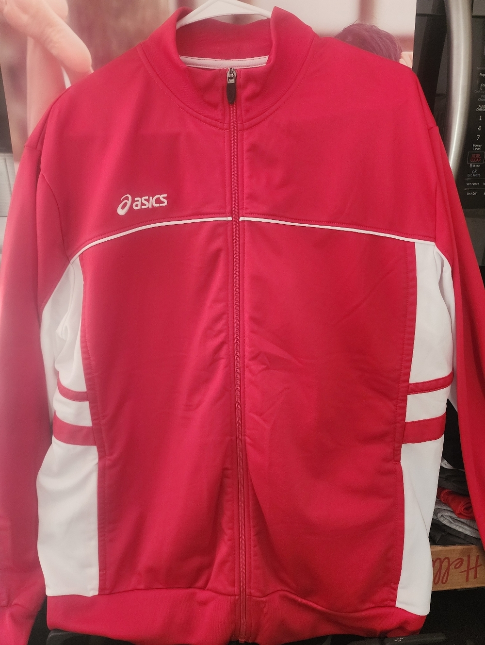 ASICS Red and White Full-Zip Track Jacket